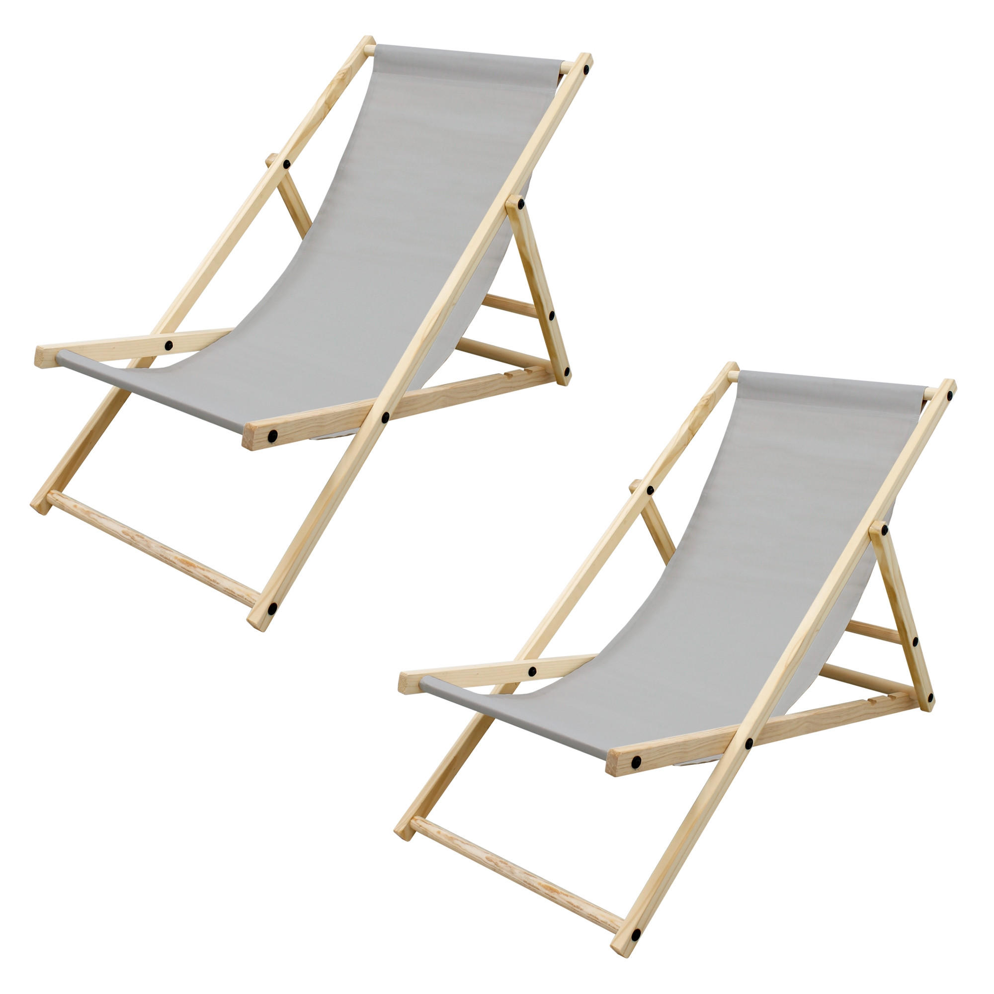 STRANDLIEGE 2er Set - Hellgrau, Holz (52/83/117cm) - ECD-Germany