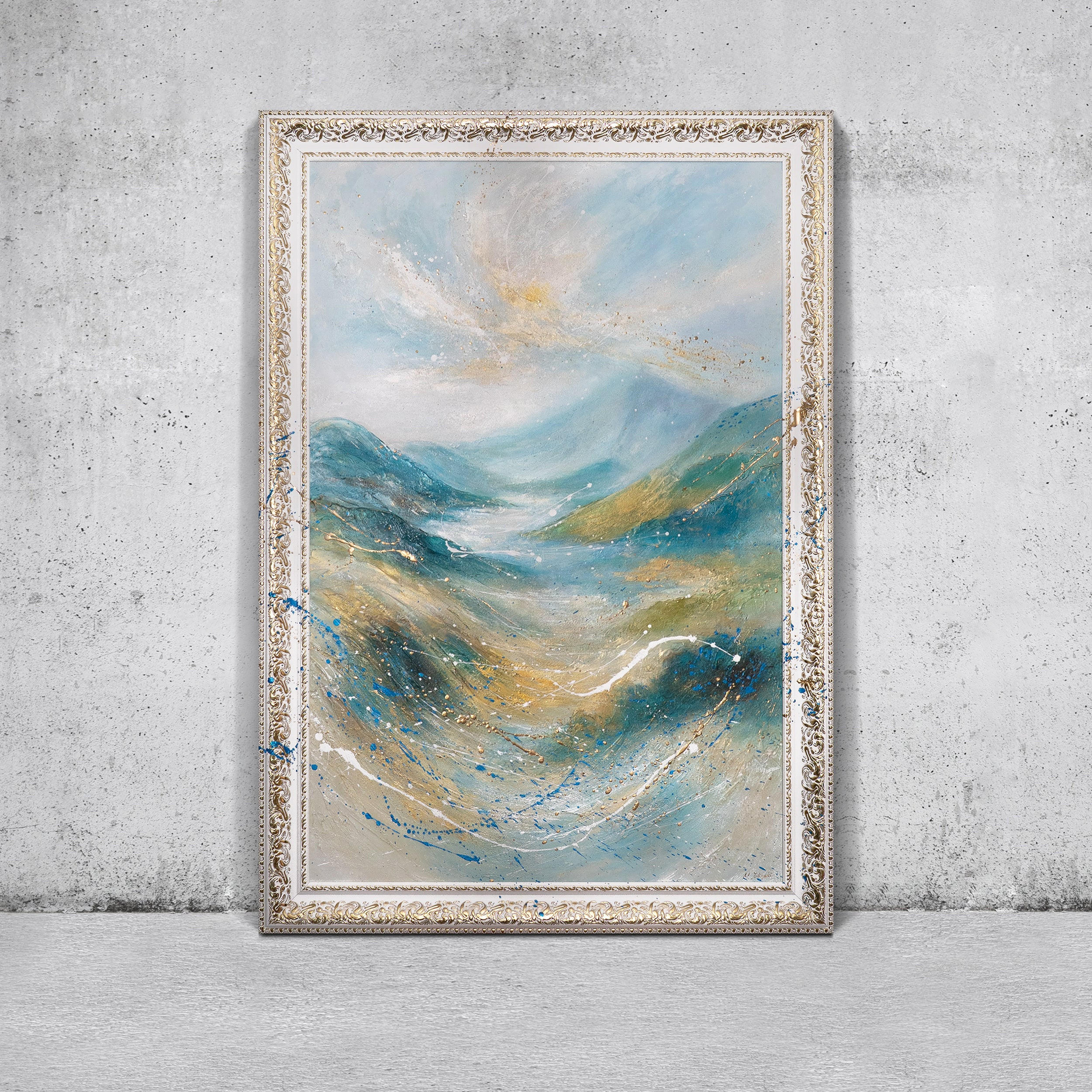 GEMÄLDE Sanftes Licht Schattenfugenrahmen Weiß 140x100 cm - Weiß, Holz (140/100cm) - YS-art gallery