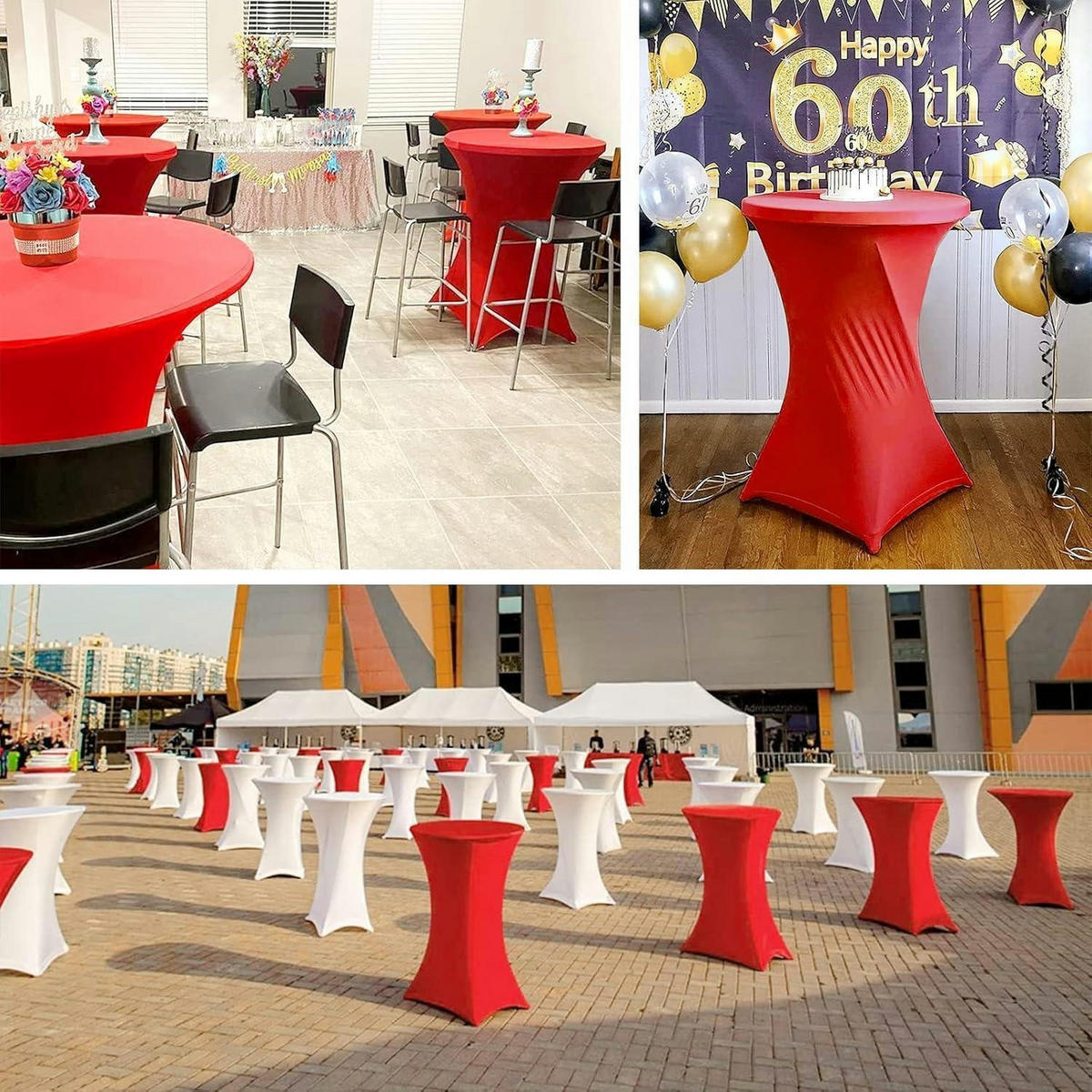 STEHTISCH Hussen 3er Set Rot 80 cm - Rot, Textil (80/80cm)