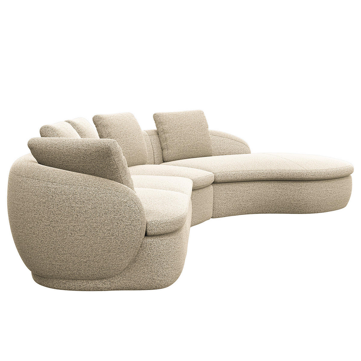 ECKSOFA mit Rundecke - Creme/Schwarz, Kunststoff/Textil (340/225cm) - home24