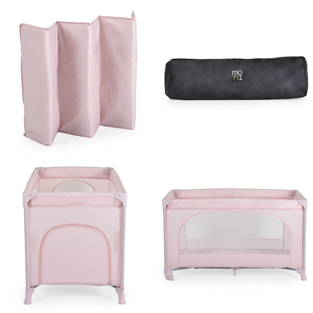REISEBETT Uno Faltmatratze rosa Räder Laufstall klappbar Aufbewahrungstasche - Rosa, Kunststoff (60/120cm) - Moni