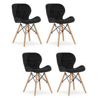 STUHL AMATRICE 4-er Set, Schwarz, mit Samtstoff gepolstert - Schwarz, Holz/Textil (48/74/53cm) - Komodee