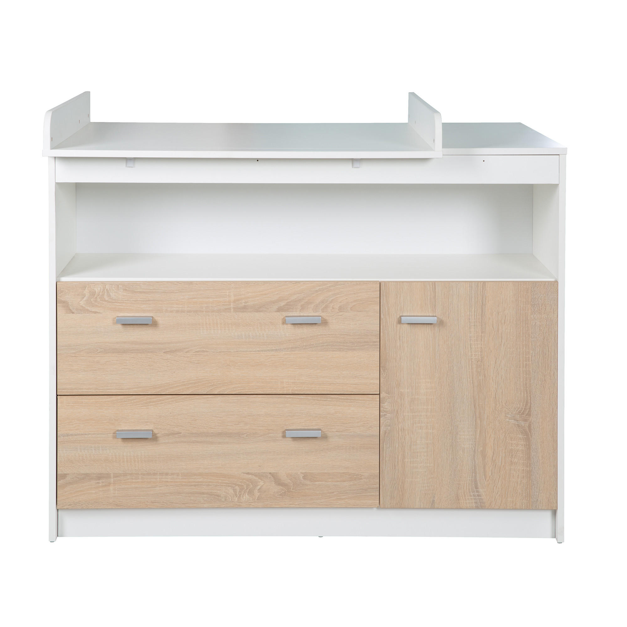 WICKELKOMMODE Gabriella - Silberfarben/Weiß, Holzwerkstoff/Kunststoff (117/98/75cm) - Roba