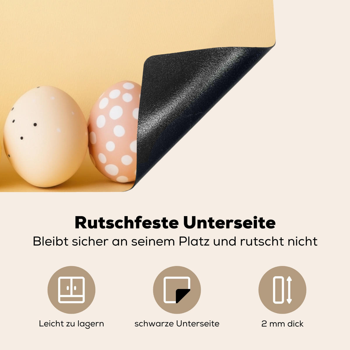 HERDABDECKPLATTE Eier - Kaninchen - Pastellfarbtöne Ceranfeldabdeckung 85x52 cm - Hellgelb, Kunststoff (85/52/0.2cm) - MuchoWow