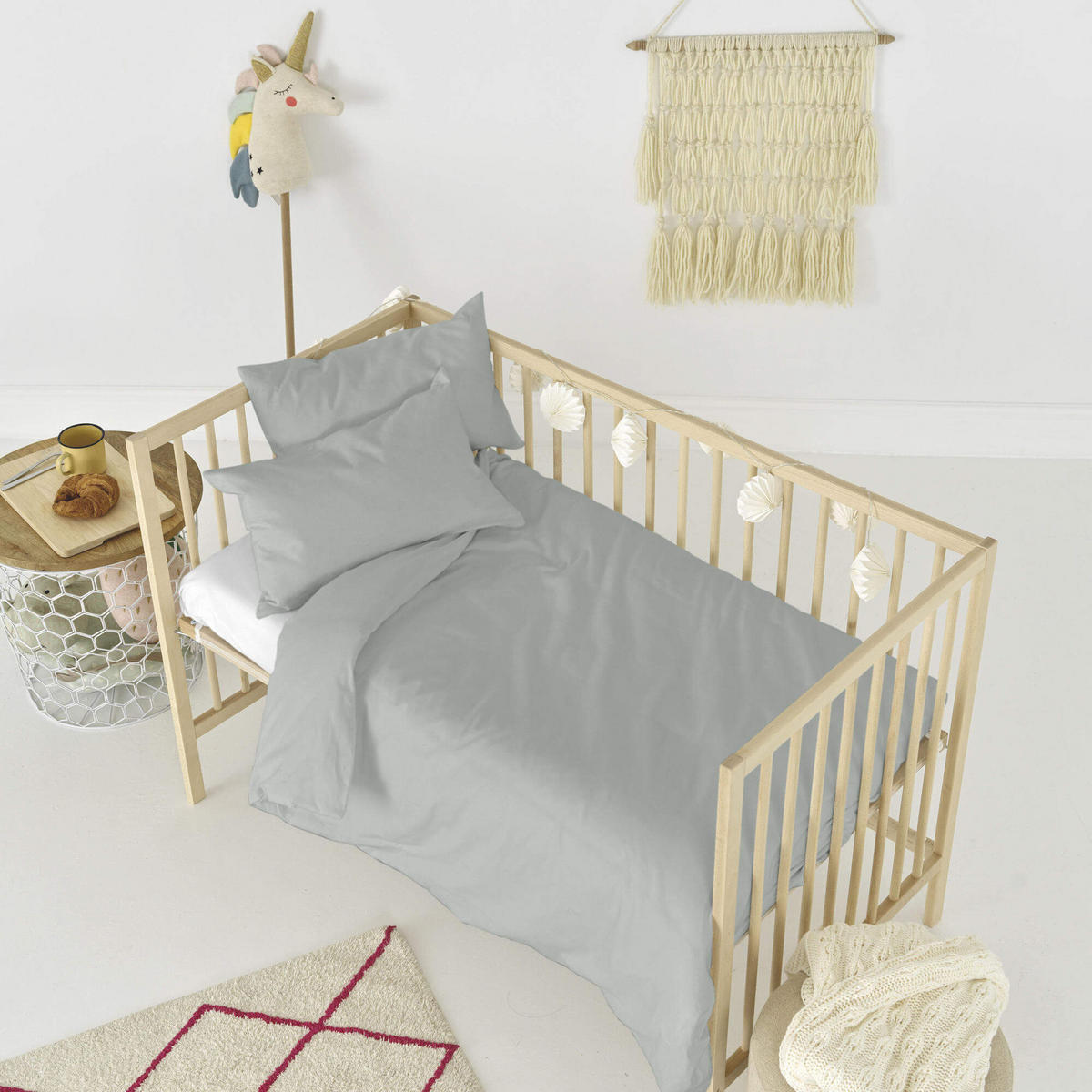 BETTBEZUG 2er-Set teiliges basic 115x145 cm (kinderbett) grau - Grau, Textil (115/145cm) - Happy Friday