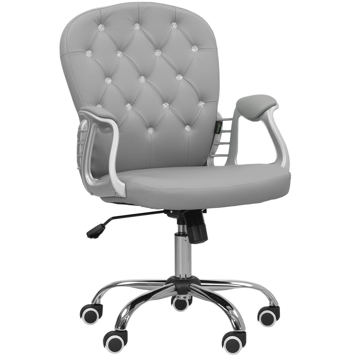 BÜROSTUHL, Ergonomisch Schreibtischstuhl mit Armlehne, Gepolsterter Rückenlehne - Hellgrau, Kunststoff (60.5/103/59.5cm) - Vinsetto