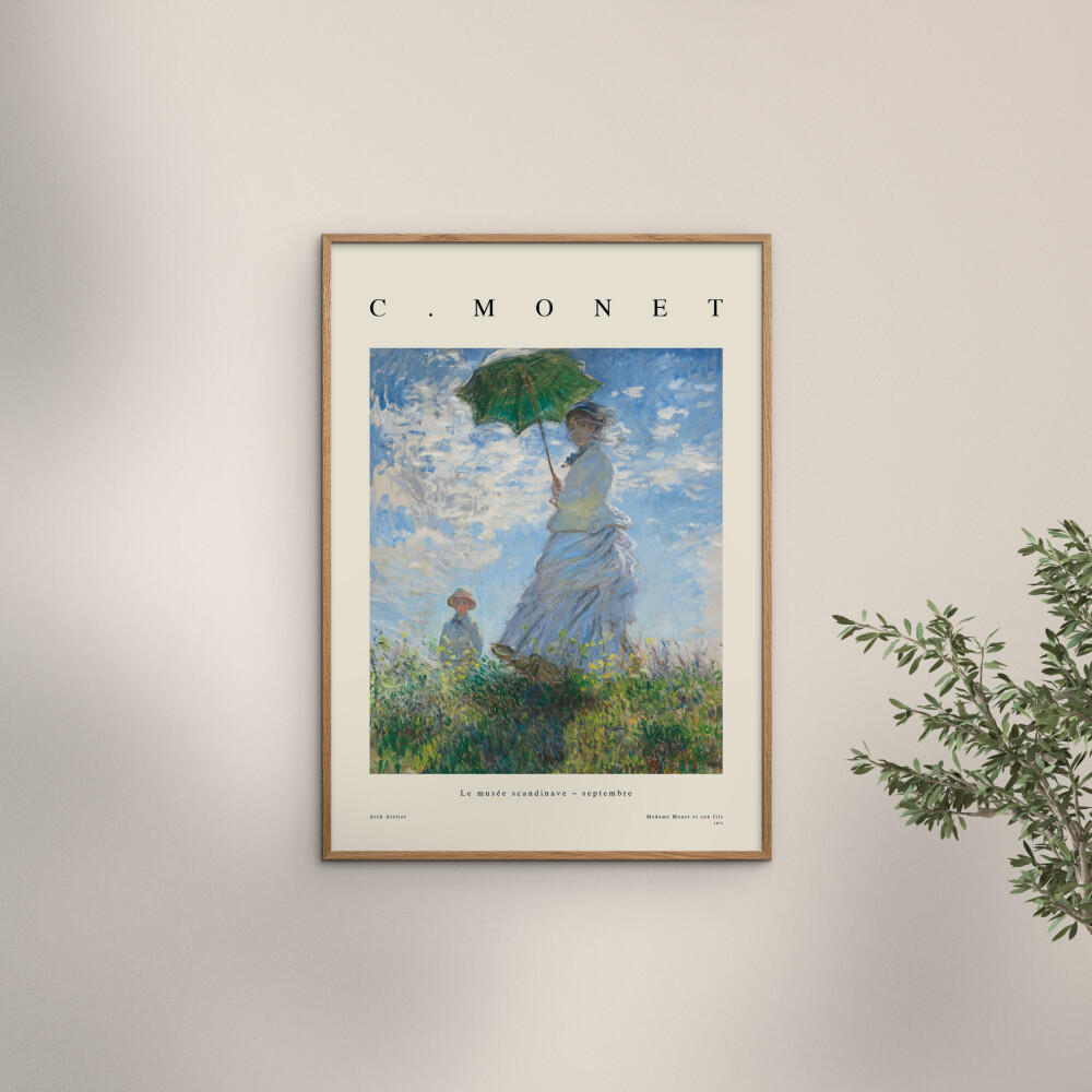POSTER mit Rahmen Arch Atelier - Madame et son fils - Blau/Eichefarben, Holz/Papier (30/40cm) - Poster&Frame