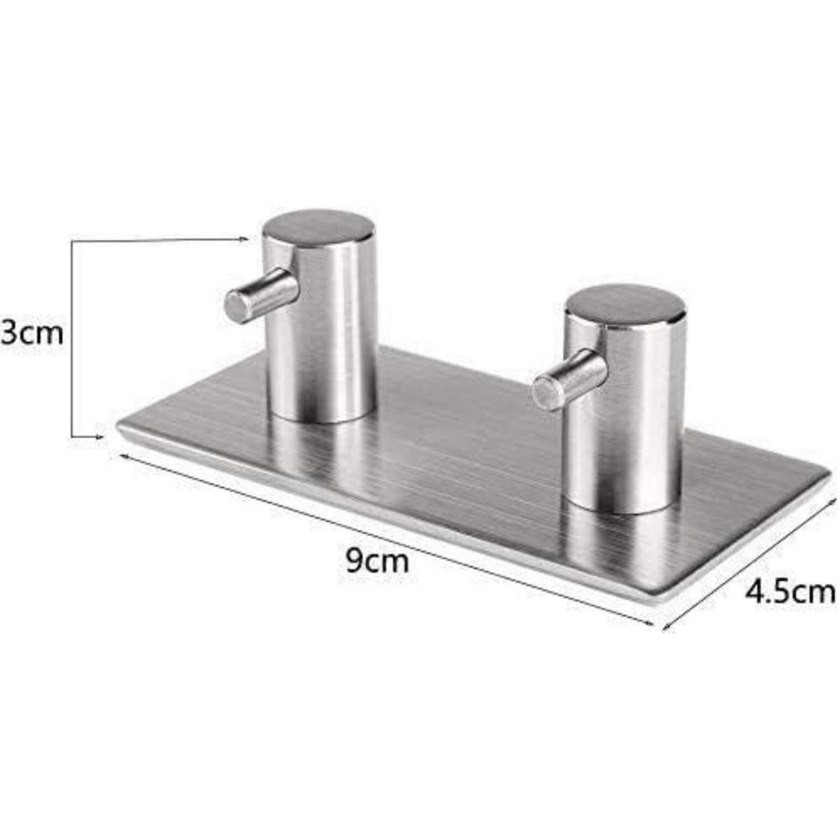 HANDTUCHHAKEN 2er-Set Edelstahl selbstklebend silber - Silberfarben, Metall (4.5/2.3/9cm)