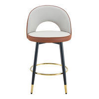 BARHOCKER 2er-Set Hellgrau/Braun mit PU-Leder und 360° Drehfunktion - Braun, Metall (47.4/92/44cm) - PANGIVO