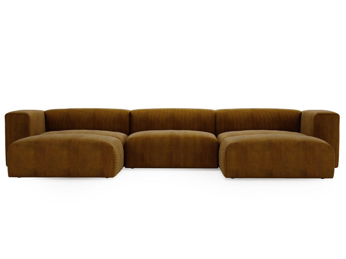 WOHNLANDSCHAFT U Landi Braun - Schwarz/Braun, Kunststoff/Textil (340/85/180cm) - Graingold