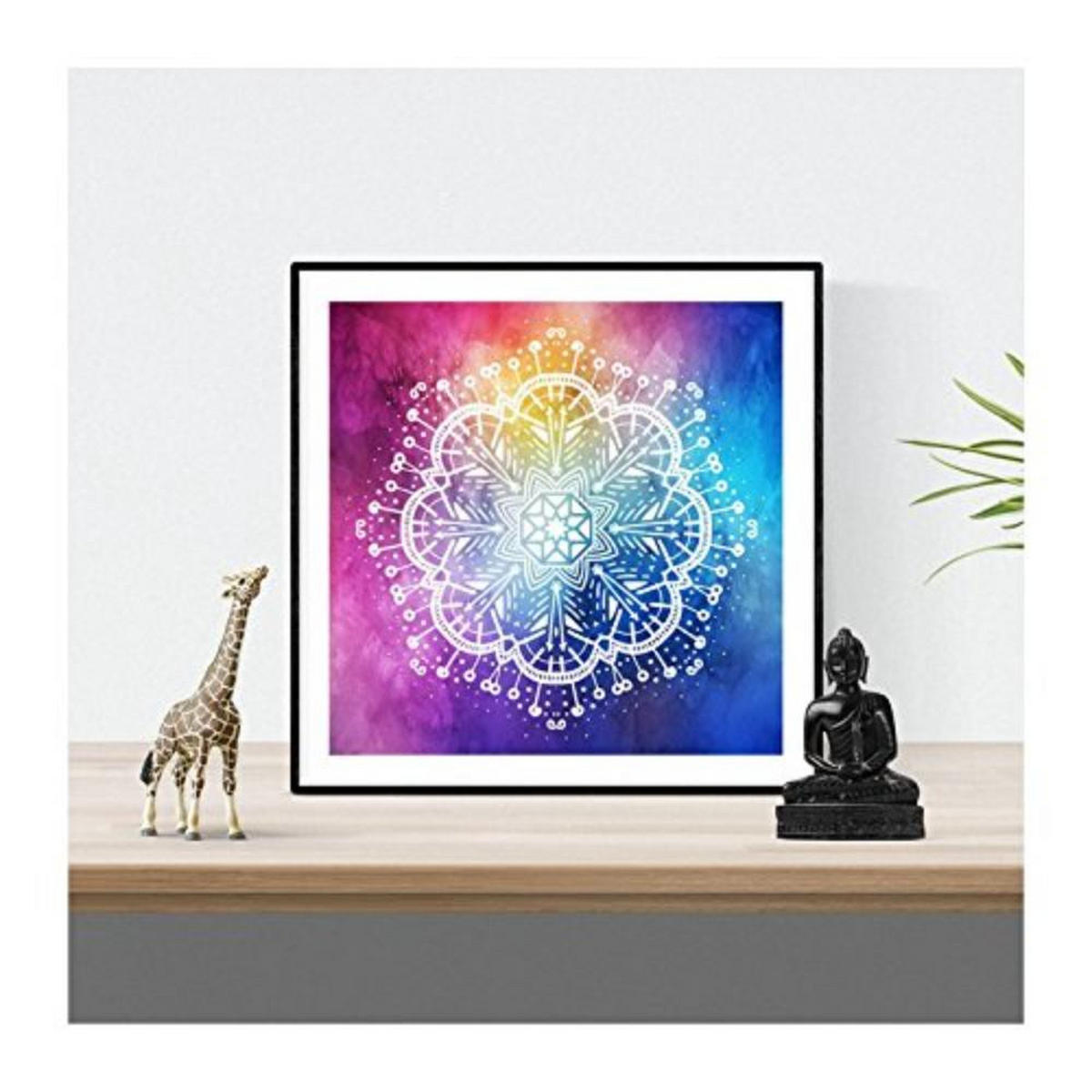 POSTER Set mit 4 Mandalas Blendung 20x20cm Schwarzer Rahmen - Schwarz, Papier (20/3cm) - Nacnic