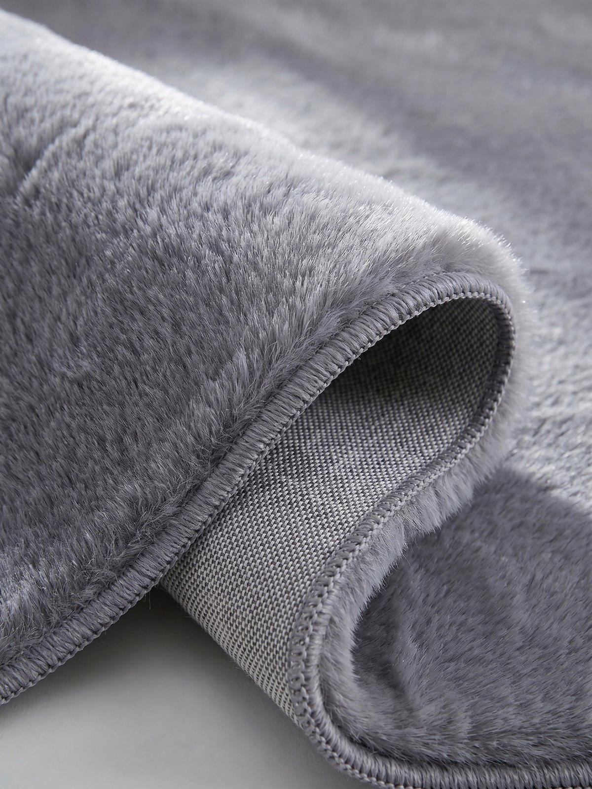 KURZFLORTEPPICH Waschbar NECKAR, einfarbig, aus Polyester, Grau, Ø 120 cm - Grau, Textil (120/120cm) - KADIMA DESIGN