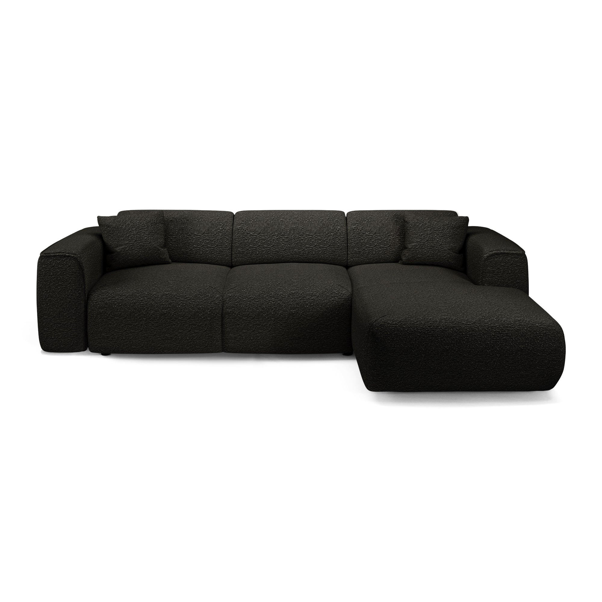 ECKSCHLAFSOFA Bouclé-Stoff Schwarz 283cm - Schwarz, Textil (283/180cm) - Sia Home