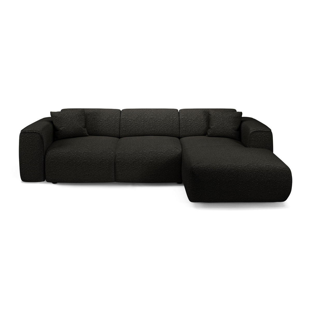 ECKSCHLAFSOFA Bouclé-Stoff Schwarz 283cm - Schwarz, Textil (283/180cm) - Sia Home