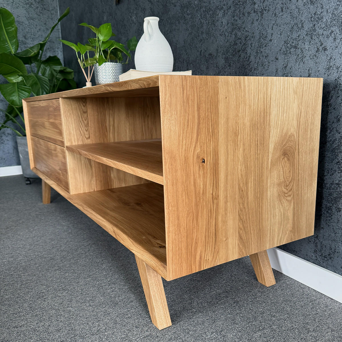 TV-SCHRANK Spectra aus massivem Eichenholz 140 cm - Eichefarben/Naturfarben, Holz (140/65/50cm) - Danzz