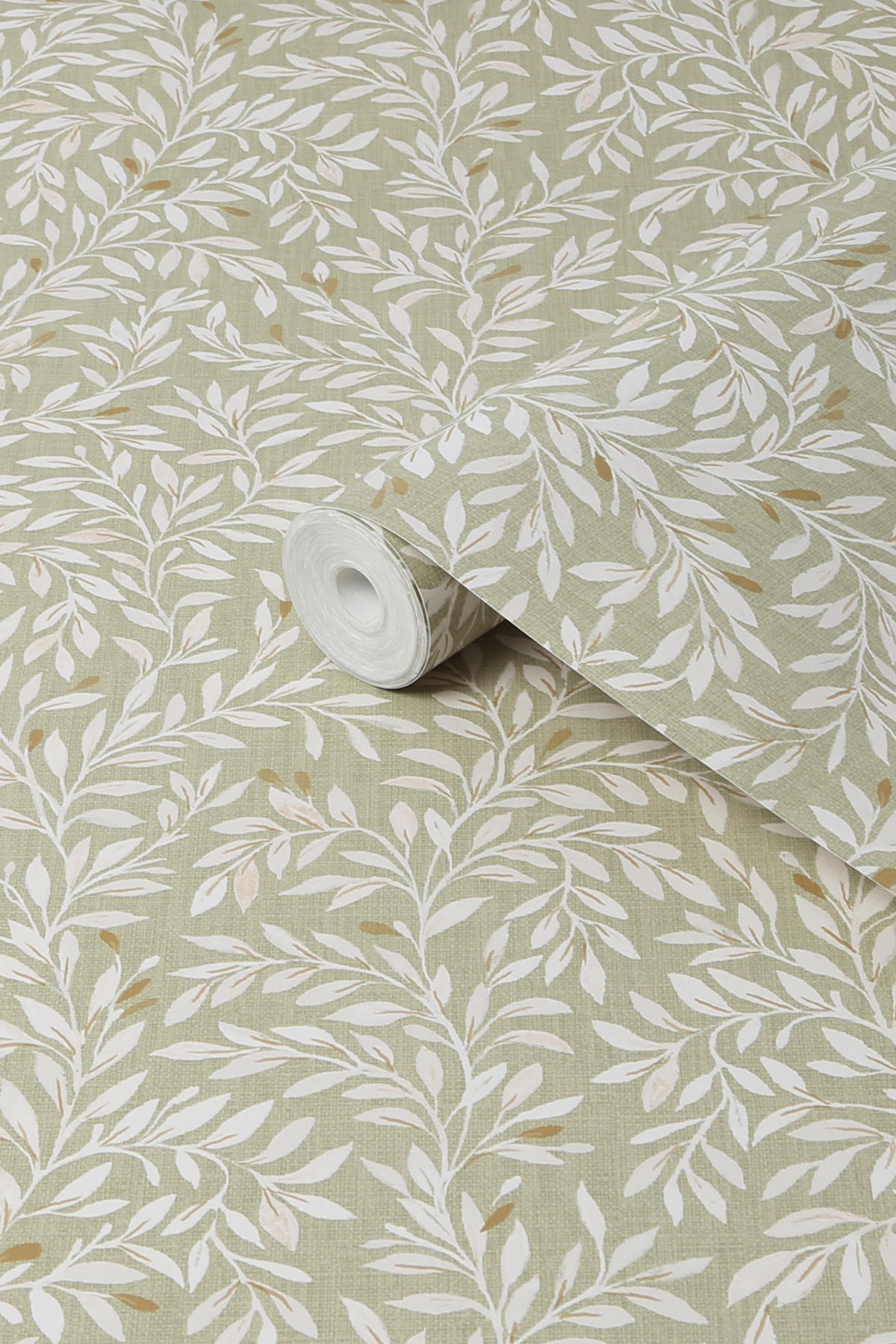VLIESTAPETE Filigranes Blättermuster Salbeigrün - Grün, Papier/Kunststoff (52/1000cm) - next