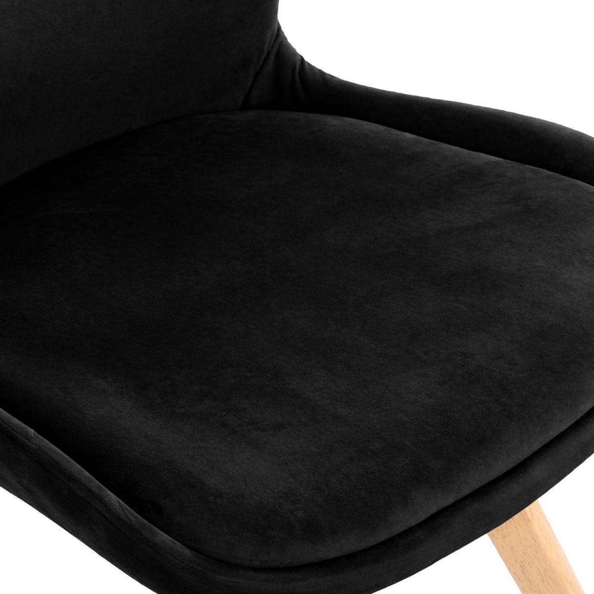 STUHL 2er Set Samt schwarz - Eukalyptusholzfarben/Schwarz, Holz/Textil (49/87/58cm) - CLP