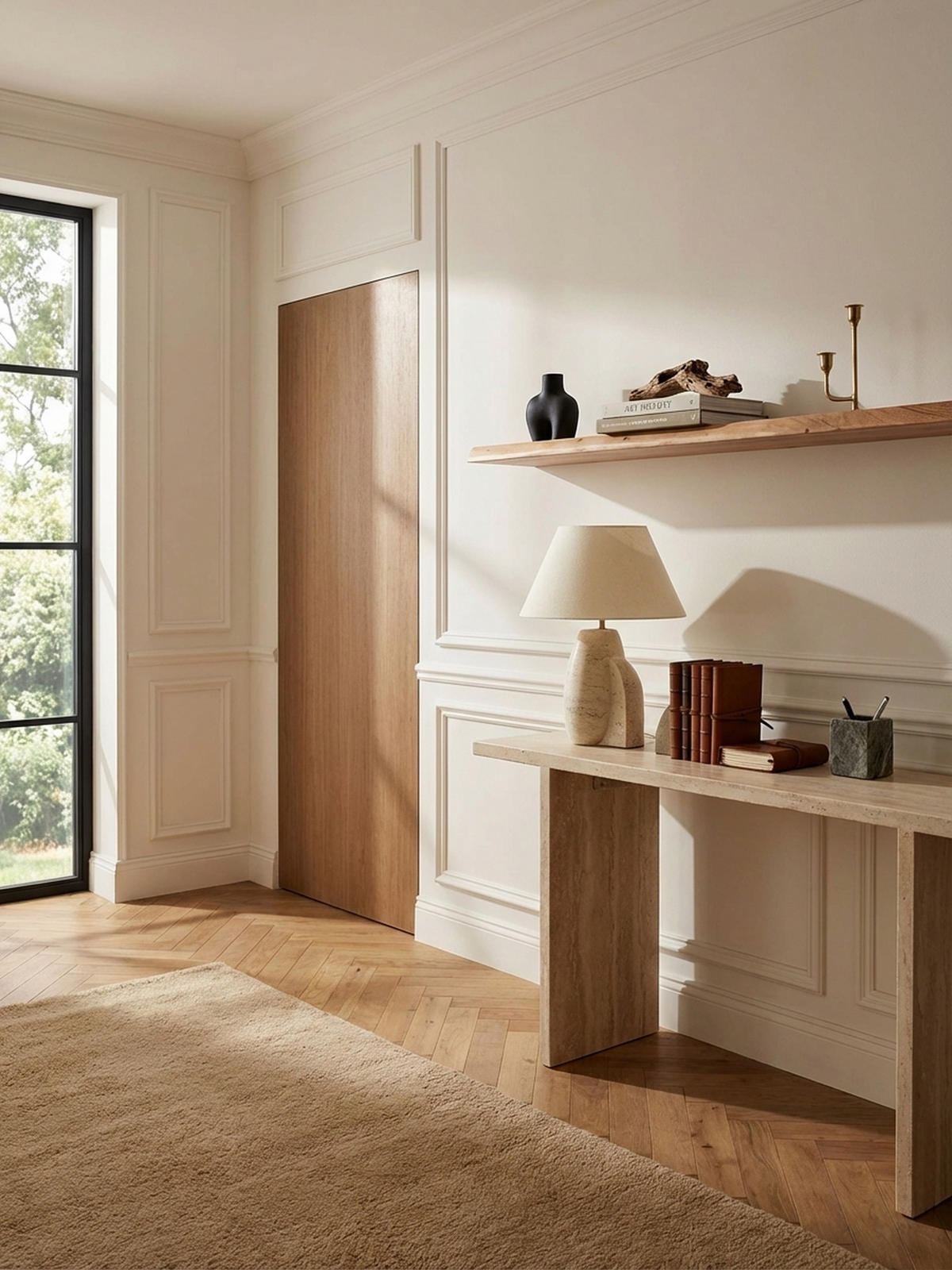WANDREGAL Akazienholz Baumkante Rustikal, Beige 140x26x4 cm - Beige, Holz (140/4/26cm) - KADIMA DESIGN
