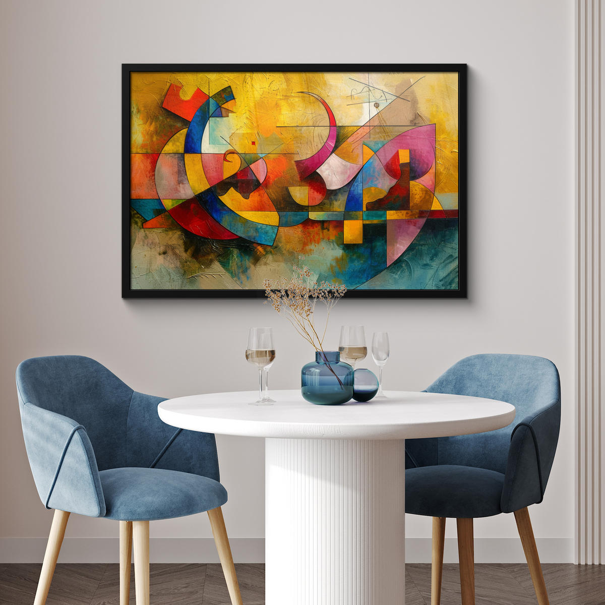 POSTER MIT RAHMEN Kunst - Abstrakt - Modern 90x60 cm - Gelb, Papier (90/60cm) - MuchoWow