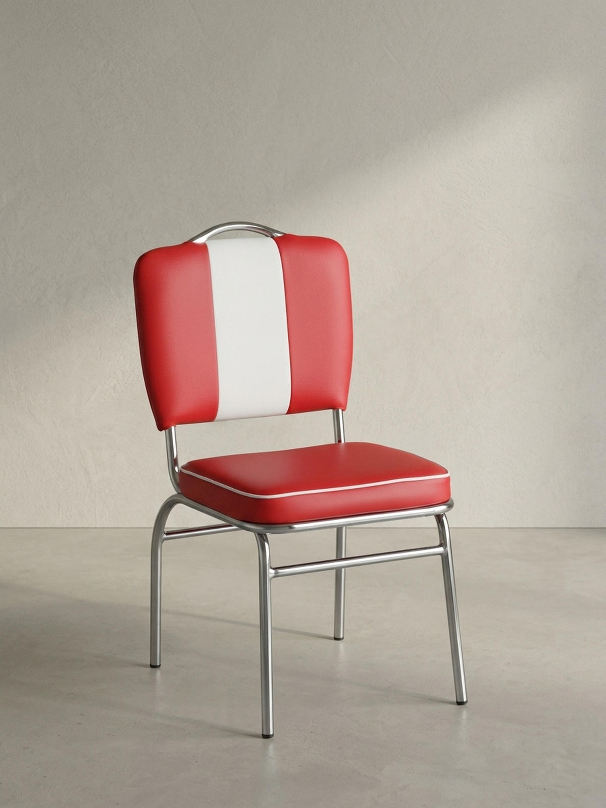 ESSZIMMERSTUHL Kunstleder mit Metallgestell Retro 50-er Jahre gepolstert, Rot 47x45x90 cm - Rot/Silberfarben, Kunststoff/Textil (47/90/45cm) - KADIMA DESIGN