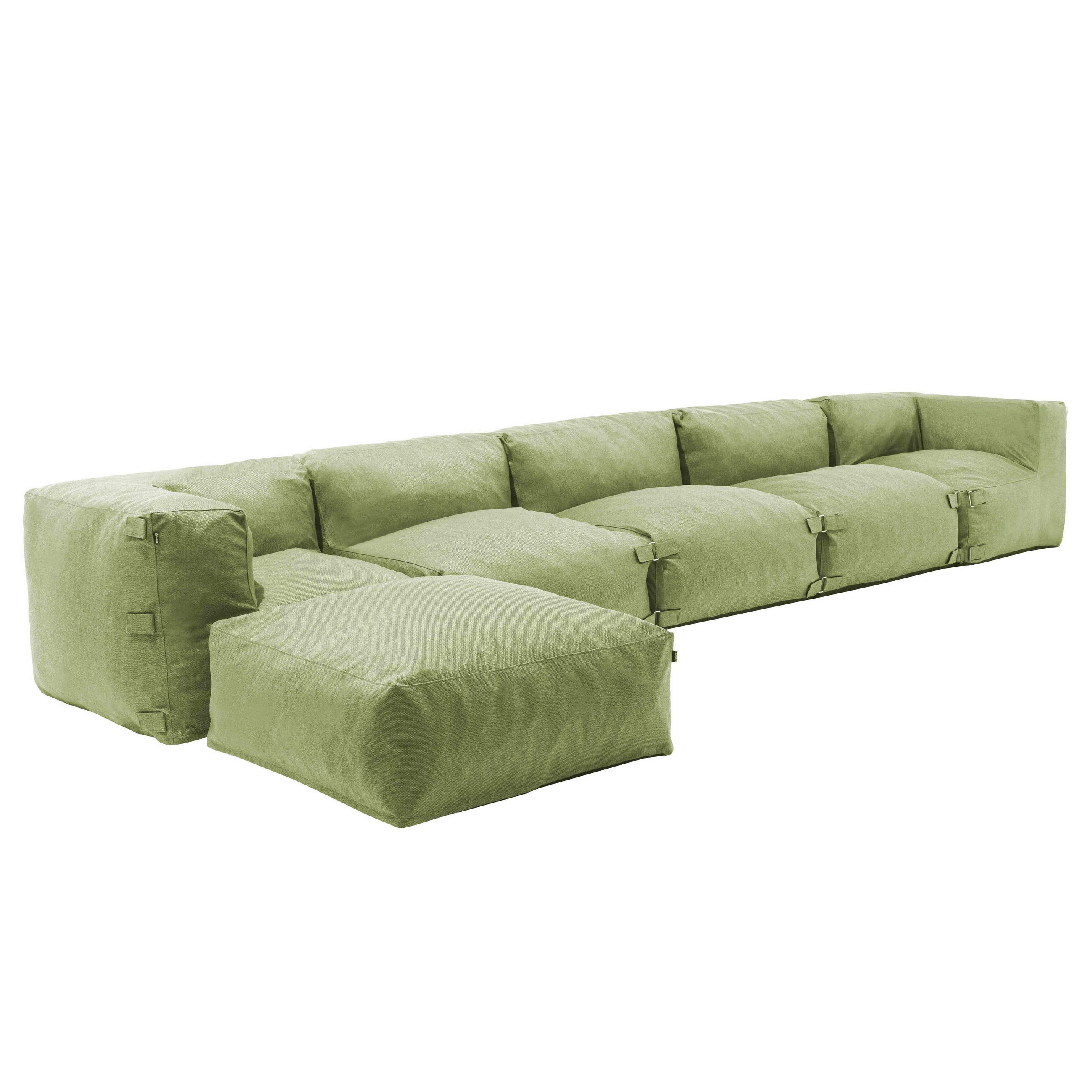 GARTENSOFA mit 6 Sitzplätzen, Kaktusgrünen - Grün, Textil (85/65/510cm) - Oviala