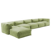GARTENSOFA mit 6 Sitzplätzen, Kaktusgrünen - Grün, Textil (85/65/510cm) - Oviala