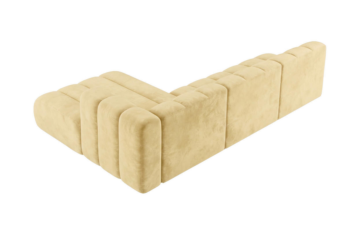 ECKSOFA Modulares In L-Form, Velvet-Stoff Riviera, Buttergelb, Links, GRAND 295 cm - Hellgelb, Holz (295/179cm) - Kaiser Möbel