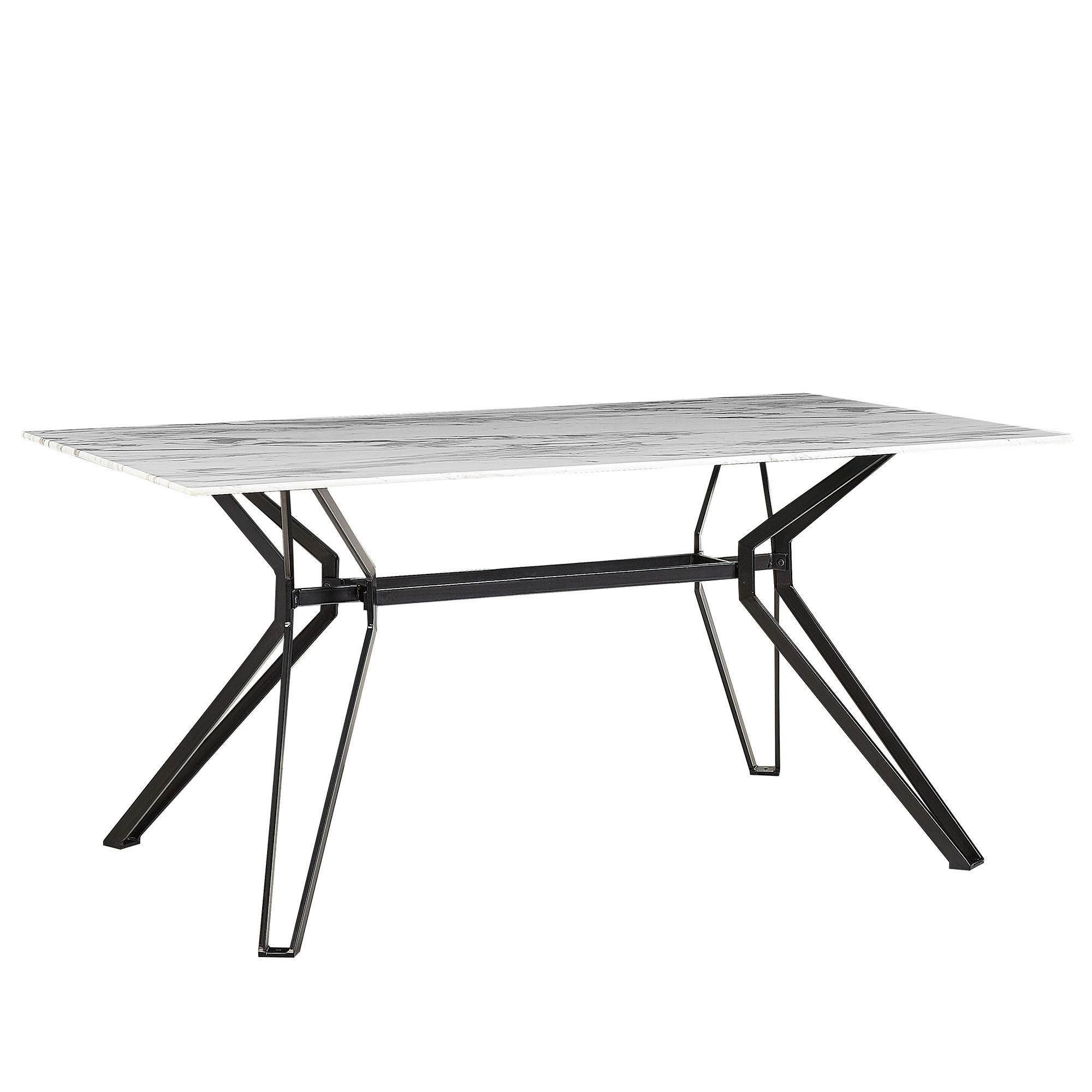 ESSTISCH 160/90/75 cm Weiß schwarz Rechteckig Ballina - Weiß, Glas (160/90/76cm) - Beliani