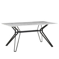ESSTISCH 160/90/75 cm Weiß schwarz Rechteckig Ballina - Weiß, Glas (160/90/76cm) - Beliani