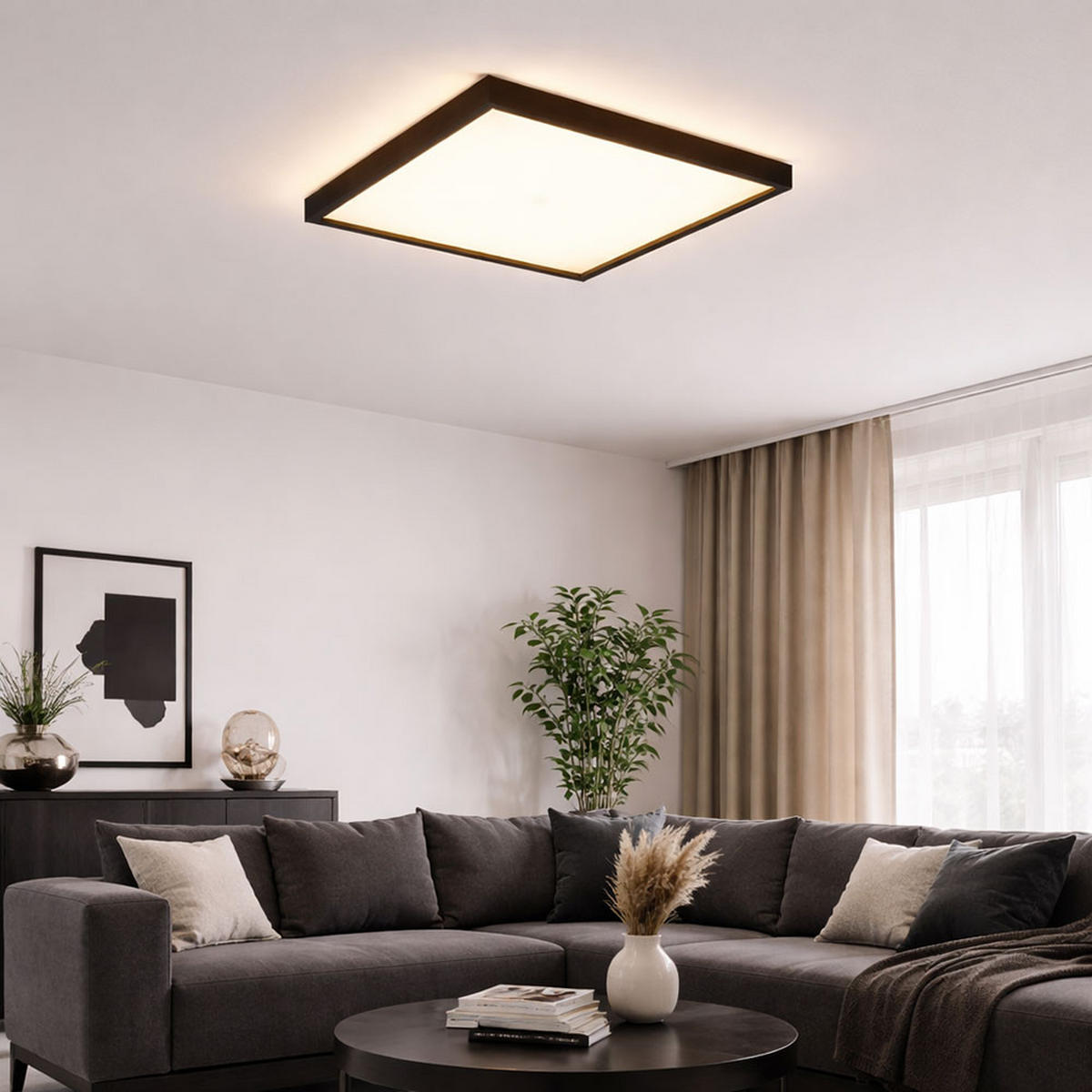 LED DECKENLEUCHTE Backlight Schwarz - Schwarz, Kunststoff (42.2/42.2/4cm) - Briloner