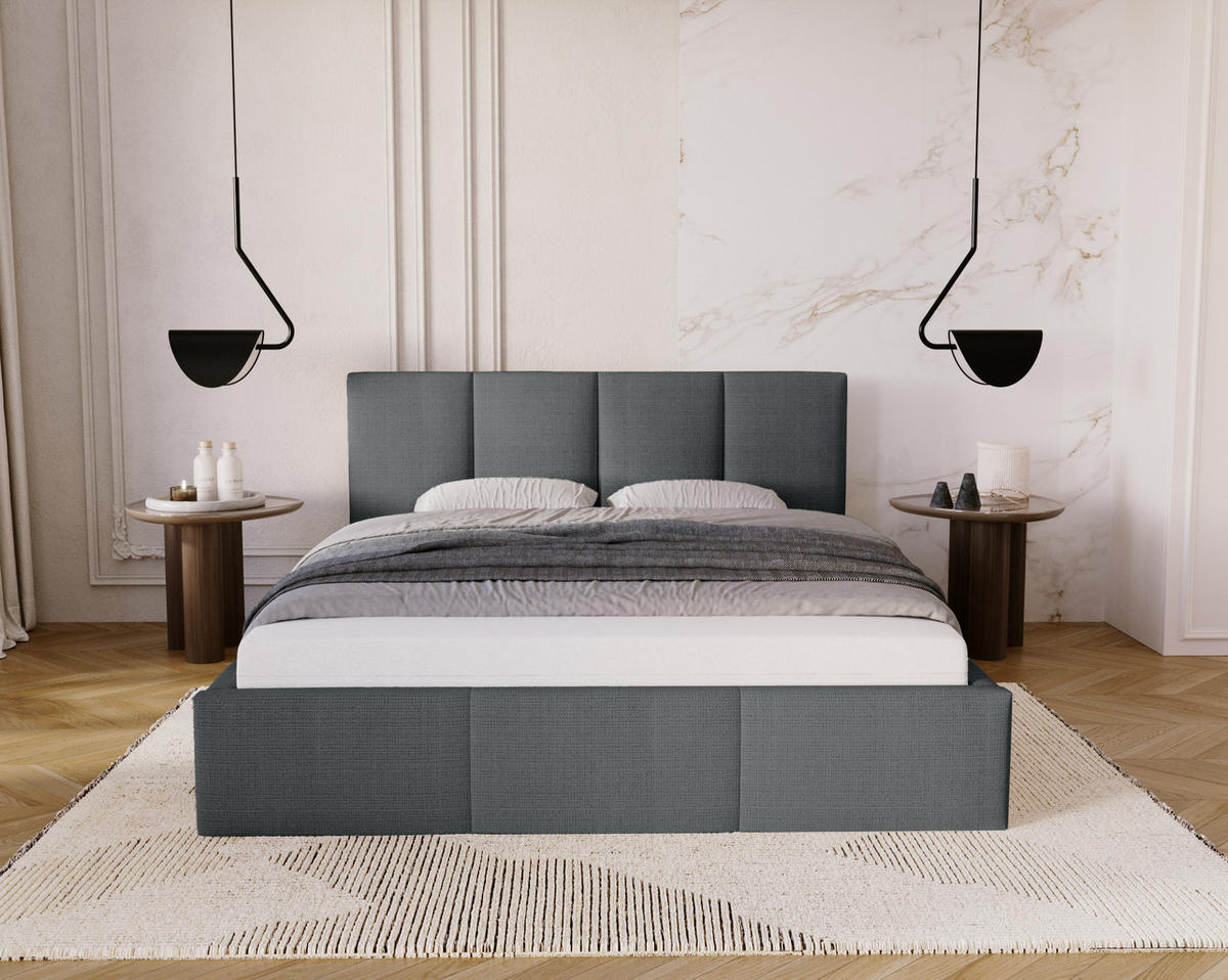 POLSTERBETT Celano Slim 200x200 cm, Anthrazit - Anthrazit, Textil (200/200cm) - Fedve