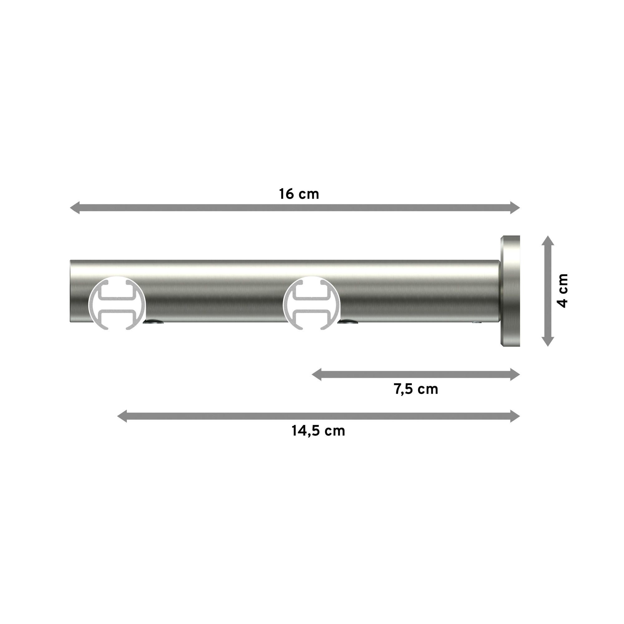 INNENLAUF-GARDINENSTANGEN-SET Platon Sitra 100 cm, 2-läufig, 20 mm Ø Edelstahl-Optik - Edelstahlfarben, Metall (100cm) - INTERDECO
