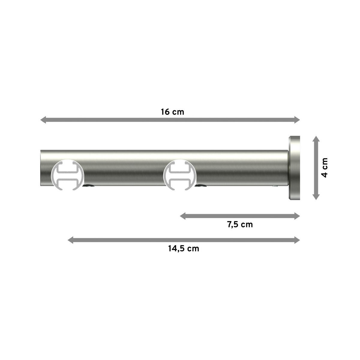 INNENLAUF-GARDINENSTANGEN-SET Platon Tanara 400 cm (geteilt in 2 x 200 cm), 2-läufig, 20 mm Ø Edelstahl-Optik - Edelstahlfarben/Silberfarben, Metall (400cm) - INTERDECO