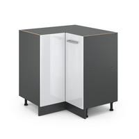 ECKUNTERSCHRANK R-Line Weiß Hochglanz 75.6 cm ohne AP - Weiß Hochglanz/Anthrazit, Holzwerkstoff (75.6/81.6/46cm) - Vicco