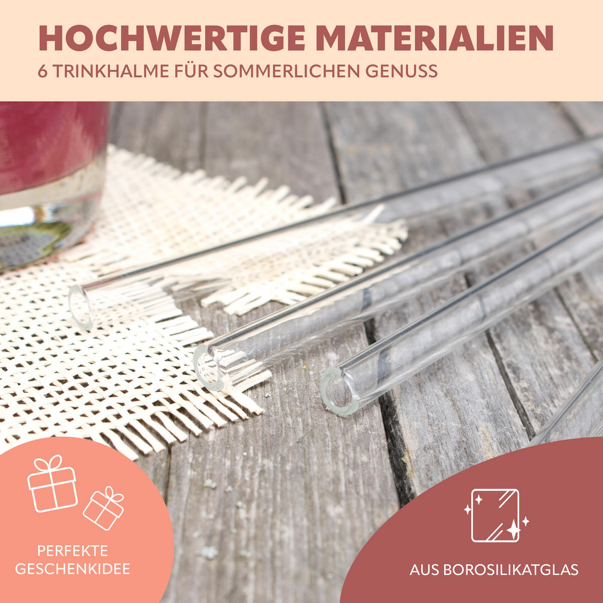 GLAS-TRINKHALME aus Borosilikatglas, gerade Form - Transparent, Glas (0.8/20cm) - bremermann