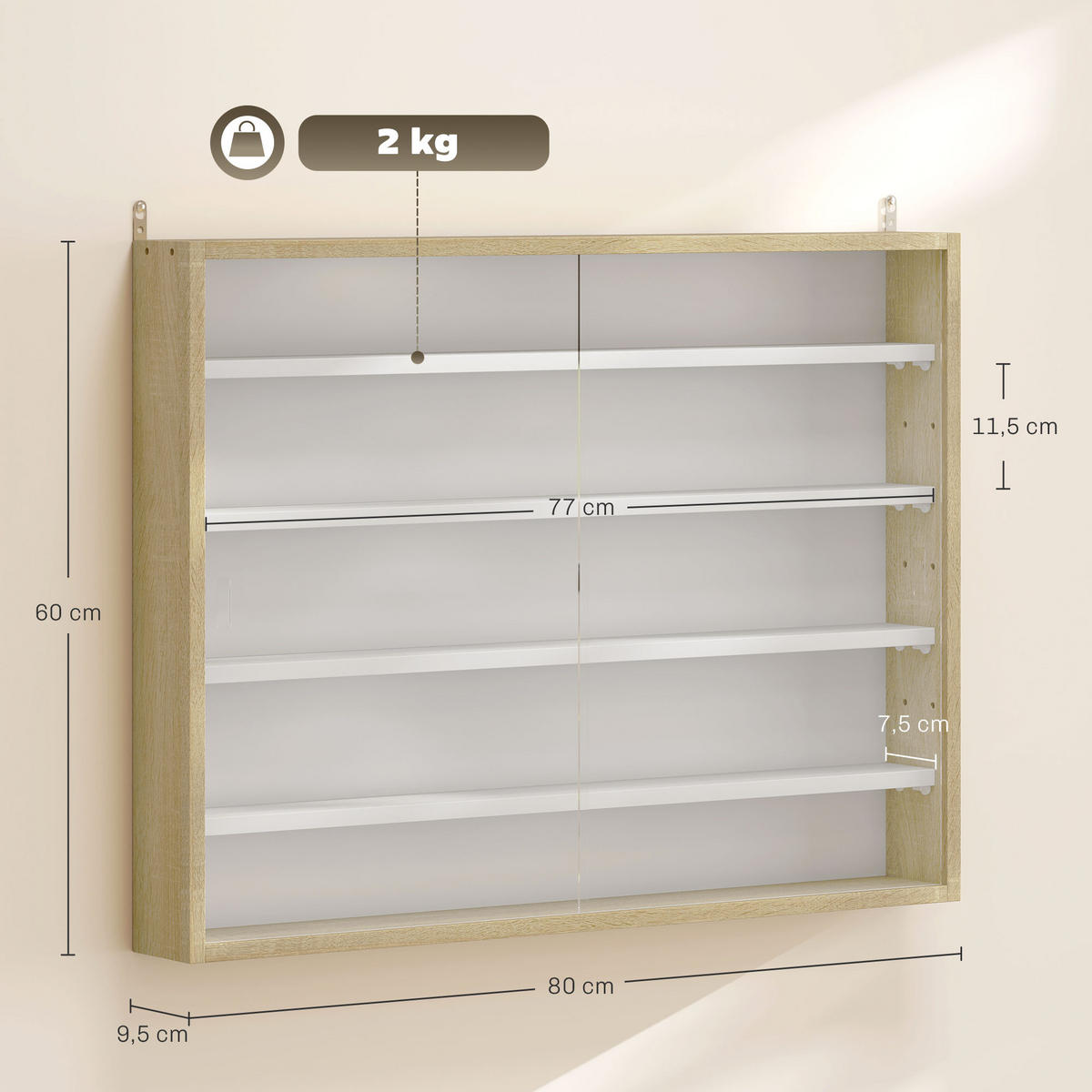 BÜCHERREGAL 80/9,5/60 cm - Eichefarben, Karton (80/60/9.5cm)