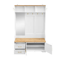 DIELENGARDEROBE 120/40/187 cm mit Spiegel, Sitzbank und LED in Weiß/Holzfarbe - Weiß, Holzwerkstoff (40/187/120cm) - BEAOK