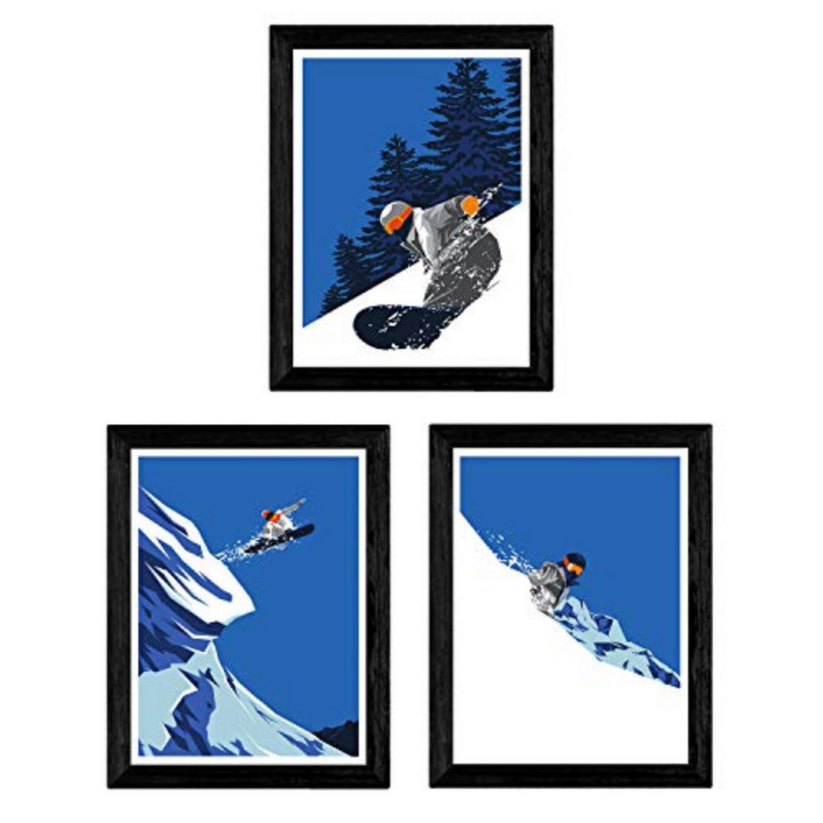 POSTER Set Mit 3 Snowboard Natur A4 Rahmenlos - Klar, Papier (29.7/5/21cm) - Nacnic