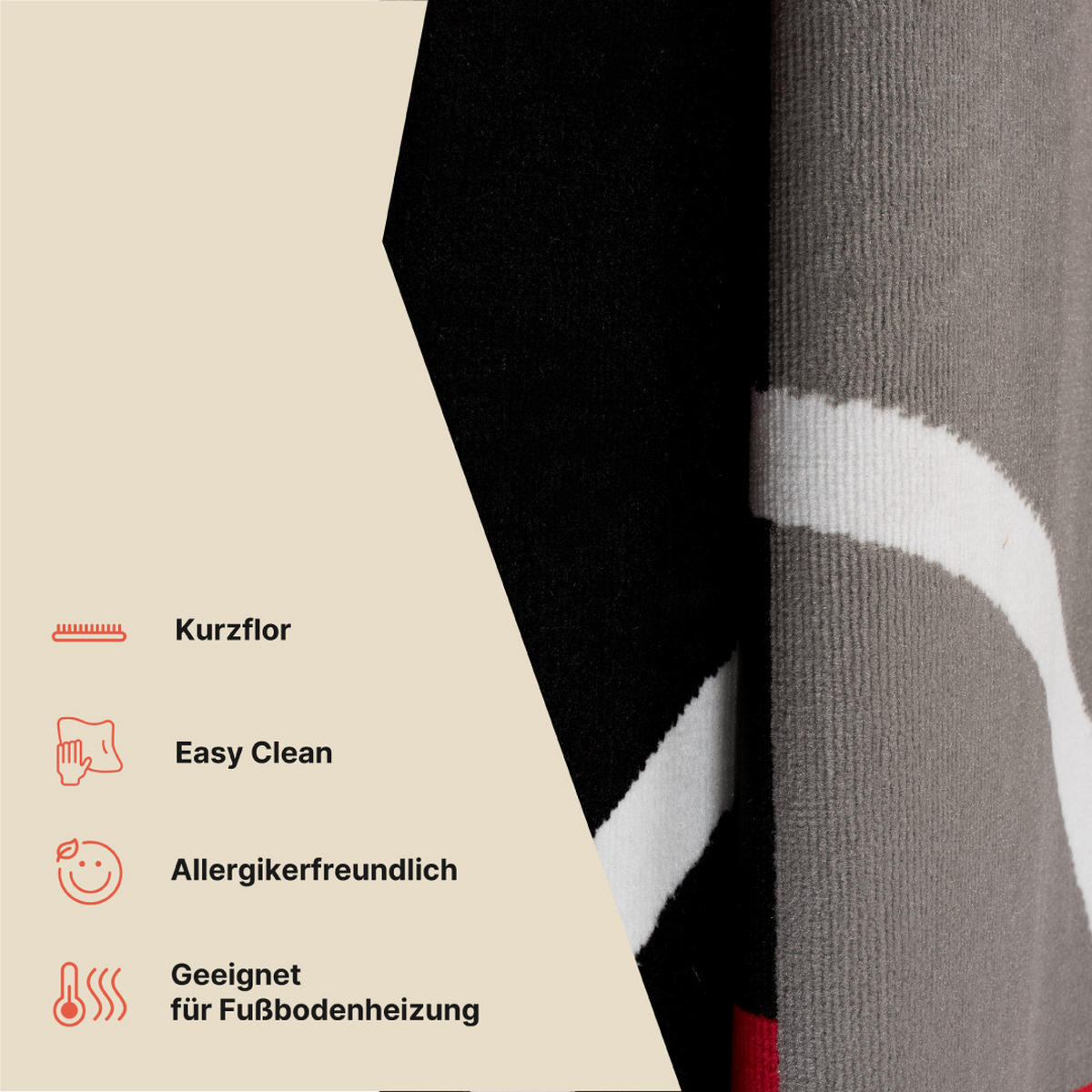 TEPPICH MAYA Rot Geometrisch Kreise Vierecke 200/200 cm - Rot, Textil (200/200cm) - Tapiso