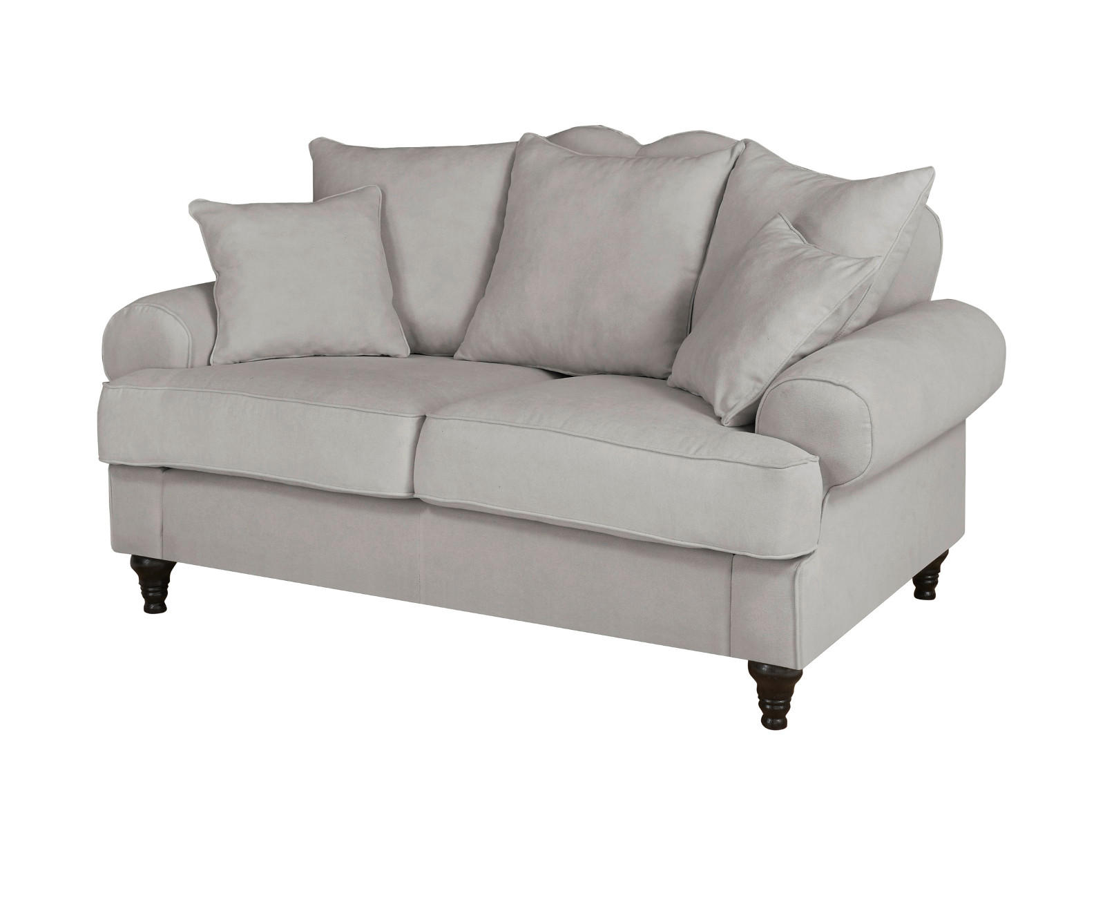 SOFA hellgrau Landhaus, Couch 2-Sitzer 170 cm - Hellgrau, Holz/Textil (170/95/100cm) - Furn.Design
