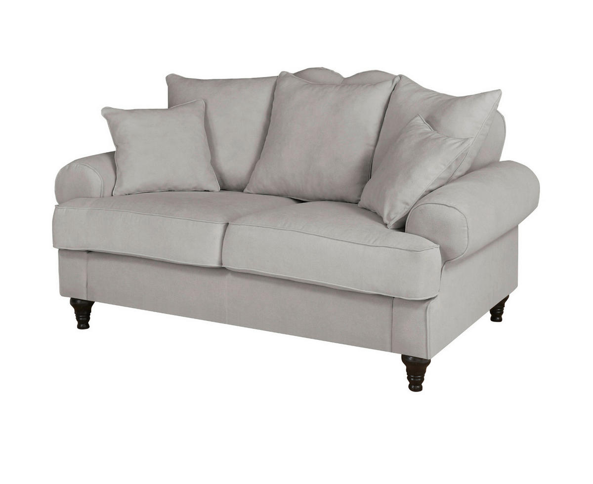 SOFA hellgrau Landhaus, Couch 2-Sitzer 170 cm - Hellgrau, Holz/Textil (170/95/100cm) - Furn.Design