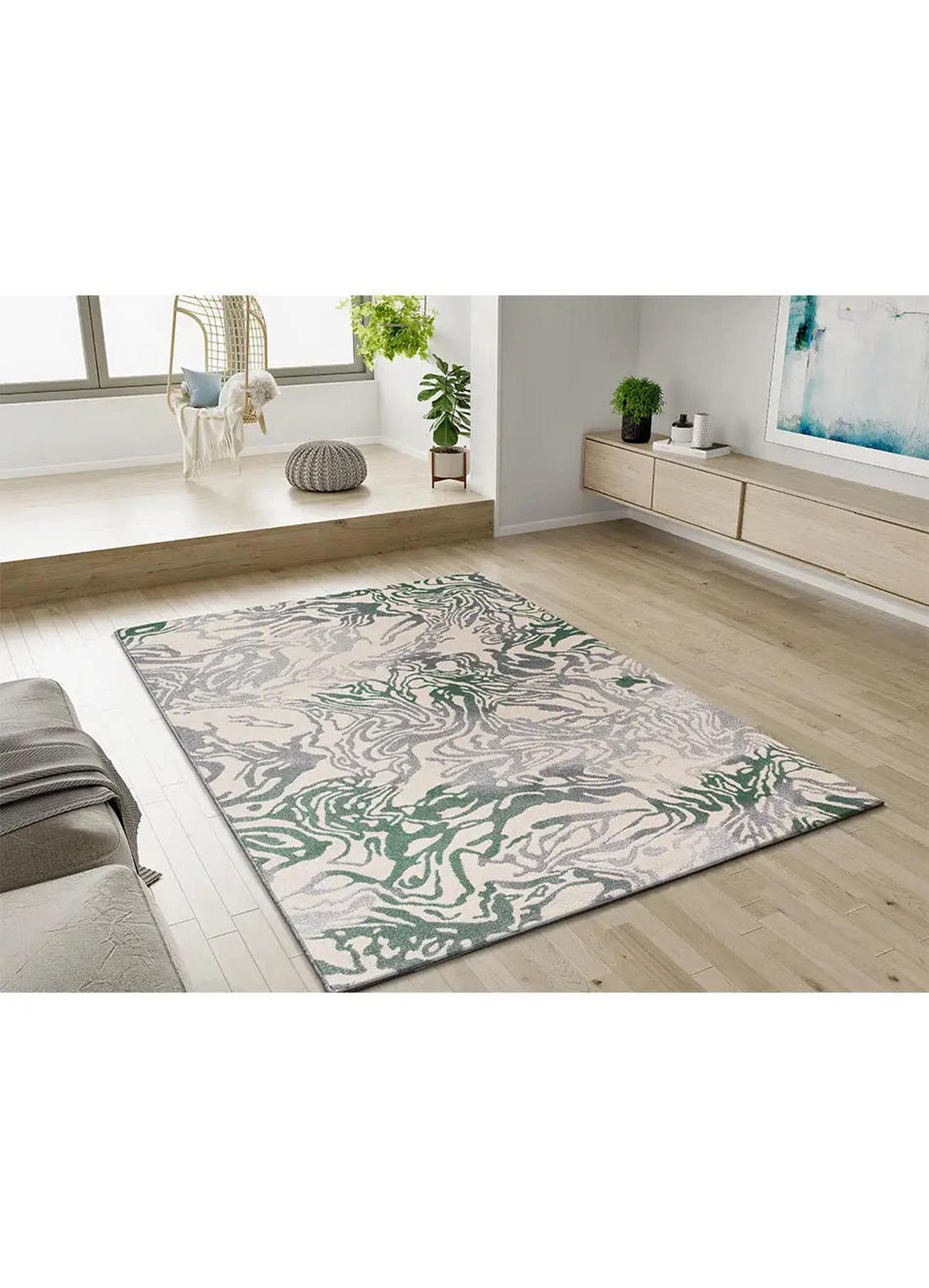 KURZFLORTEPPICH Grün / Grau Astra 200/290 cm - Grau/Grün, Naturmaterialien/Textil (200/290cm) - Atticgo