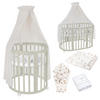 BABYBETT OLIVE OVAL 7in1 mit Matratze und Himmelset - Champagner/Olivgrün, Holz/Textil