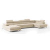 WOHNLANDSCHAFT MONTIVA Creme Velours-Stoff mit Schlaffunktion - Creme, Holz (410/89/190cm) - MASSENO
