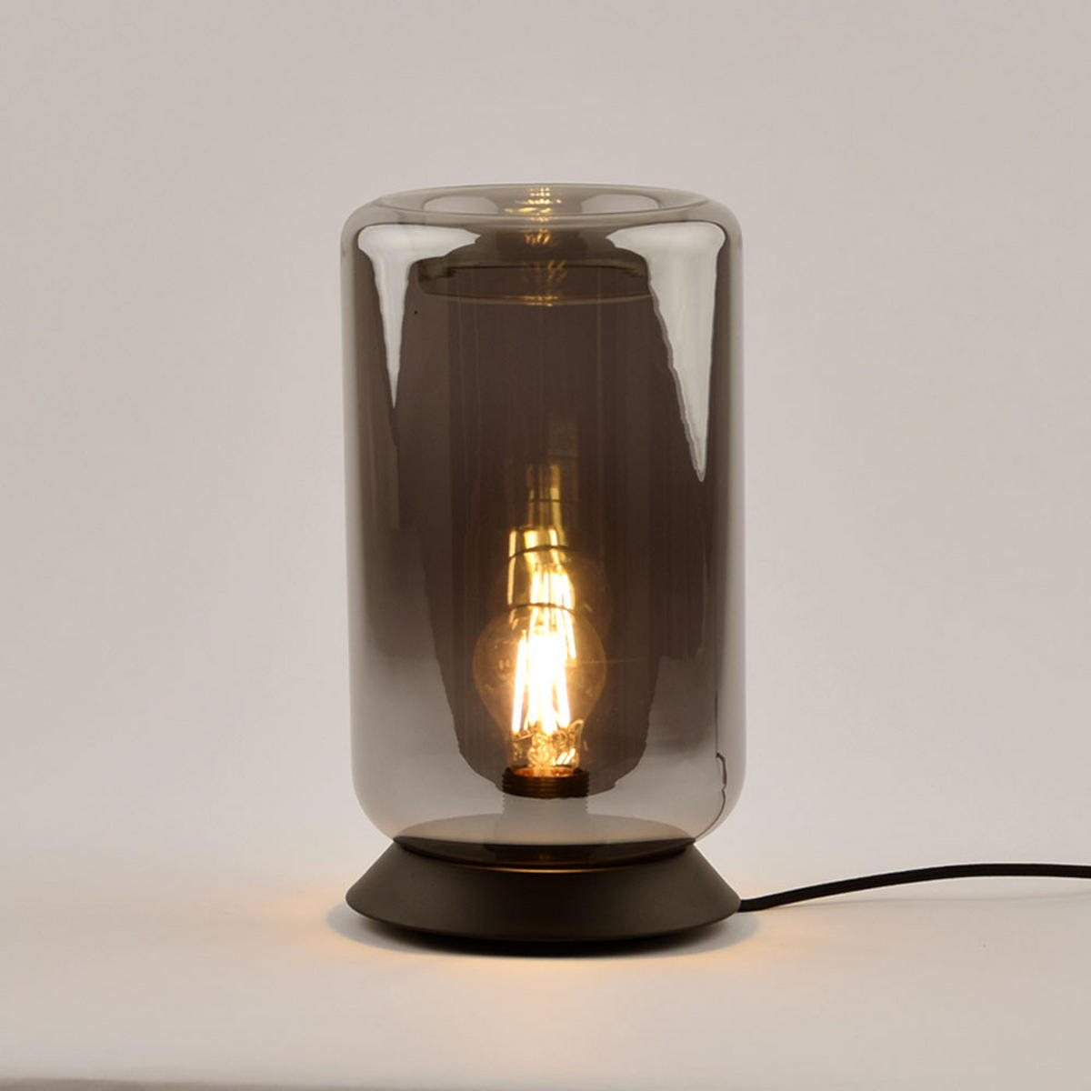 TISCHLAMPE Cruet Rauch Low (Flach) - Anthrazit, Glas (28/28/14cm) - s.luce