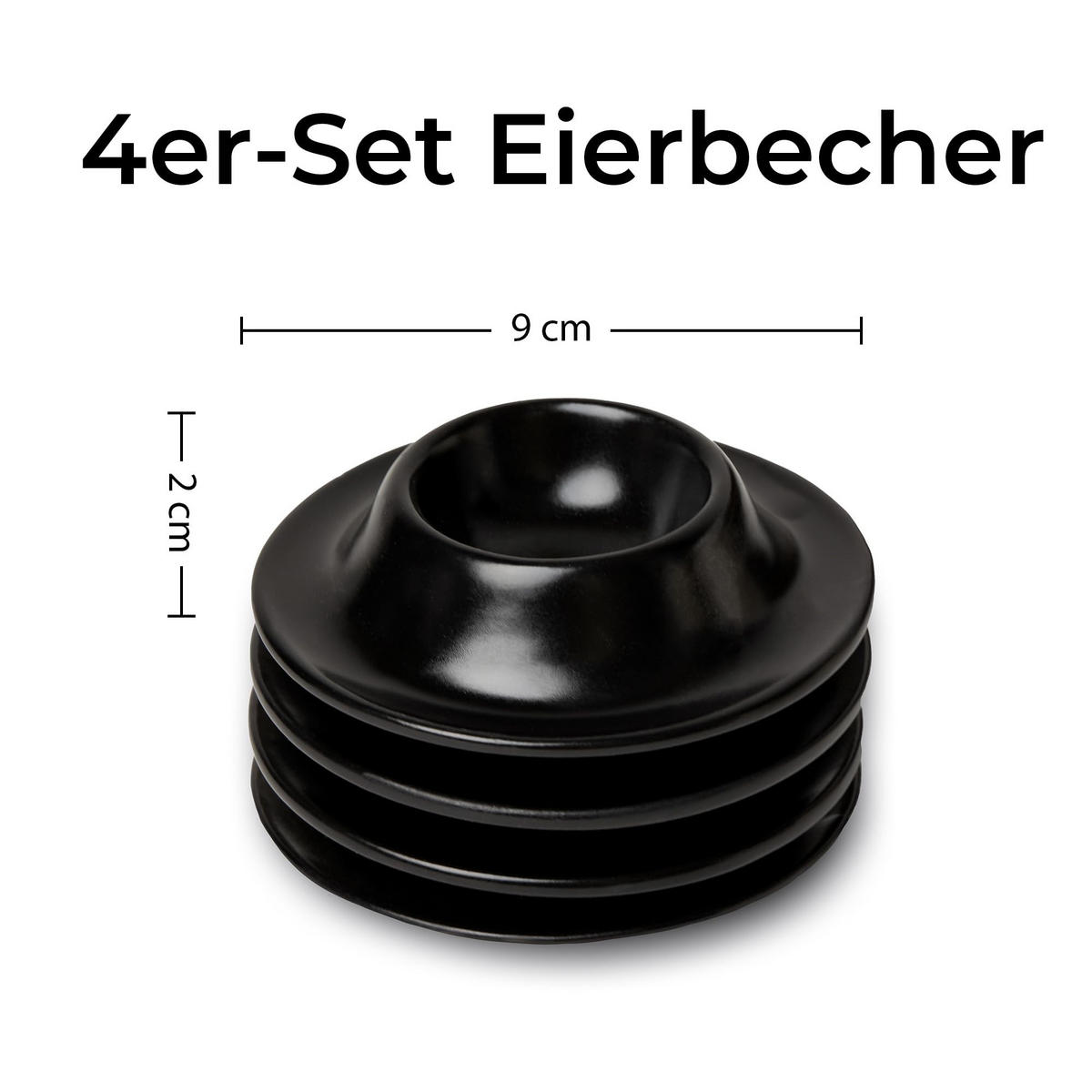 EIERBECHER Set 4er Set - Schwarz, Keramik (19.5/3.7/20.5cm) - MIAMIO
