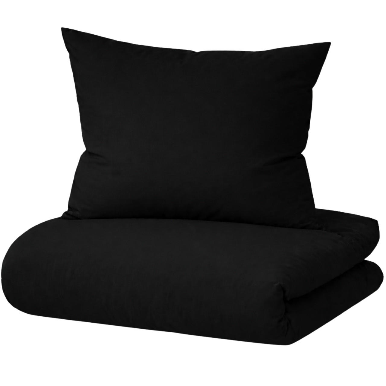 BETTWÄSCHE Mako Satin 135x200 cm aus 100% Baumwolle mit Reißverschluss, Uni Bettbezug 135 x 200 - Schwarz - Schwarz, Textil (135/200cm) - Carpe Sonno
