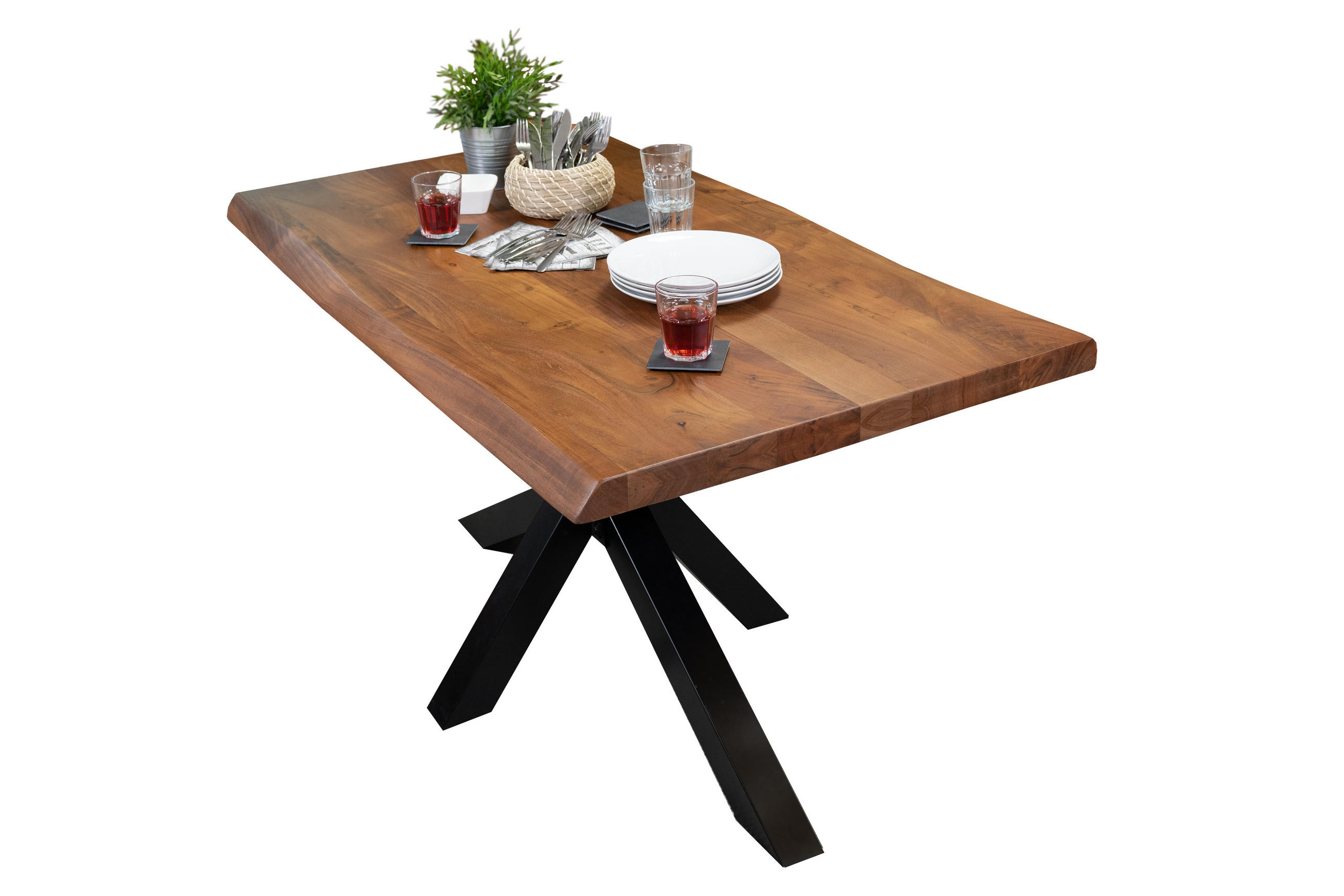 ESSTISCH CALI - Schwarz/Braun, Holz/Metall (80/140/77cm) - SAM