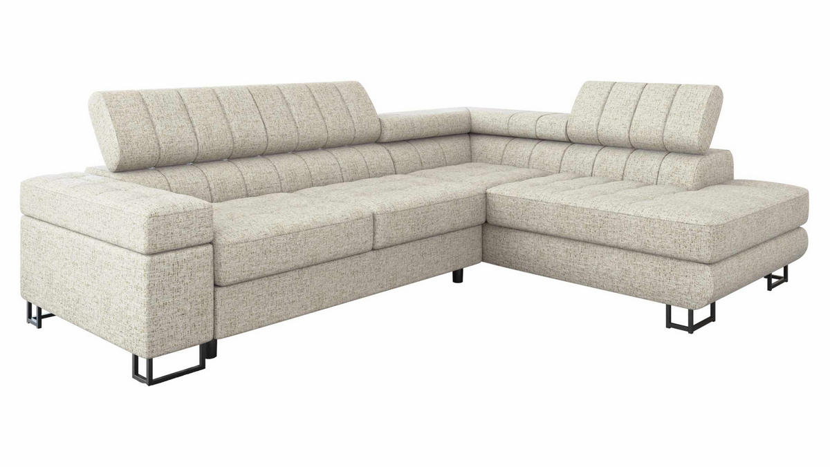 ECKSOFA Laris Premium, Seite: Rechts - Sandfarben/Schwarz, Holz/Textil (271/203cm) - MIRJAN24