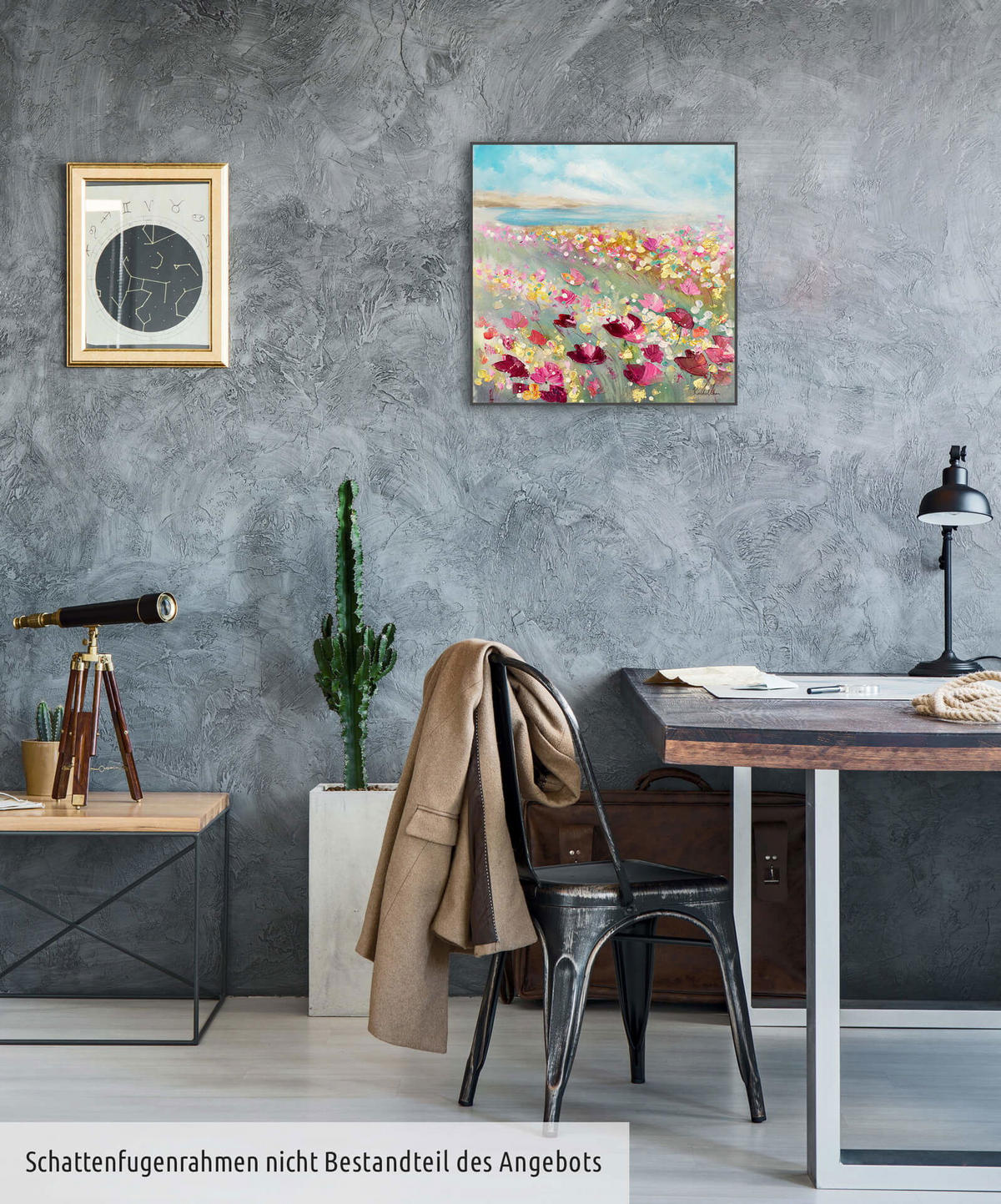ÖLGEMÄLDE 60/60 cm - Blau/Pink, Holz/Textil (1.26/60cm) - KUNSTLOFT